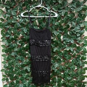 Elegant Black Fringe Dress Flapper Mini